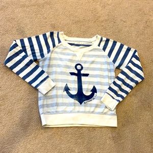 Ocean Drive Juniors’ Striped Anchor Sweatshirt - M
